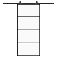 vidaXL Skjutdörr med beslag svart 90x205 cm ESG-glas