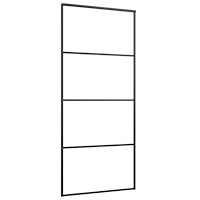 vidaXL Skjutdörr med beslag svart 90x205 cm ESG-glas