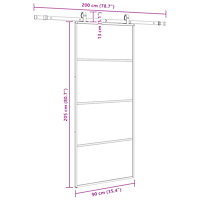 vidaXL Skjutdörr med beslag svart 90x205 cm ESG-glas