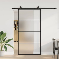 vidaXL Skjutdörr med beslag svart 102,5x205 cm ESG-glas