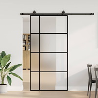 vidaXL Skjutdörr med beslag svart 102,5x205 cm ESG-glas
