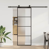 vidaXL Skjutdörr med beslag svart 76x205 cm ESG-glas
