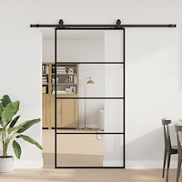 vidaXL Skjutdörr med beslag svart 102,5x205 cm ESG-glas
