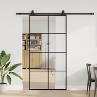 vidaXL Skjutdörr med beslag svart 102,5x205 cm ESG-glas