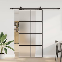 vidaXL Skjutdörr med beslag svart 102,5x205 cm ESG-glas