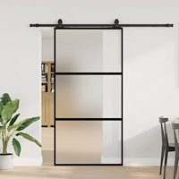 vidaXL Skjutdörr med beslag svart 102,5x205 cm härdat glas