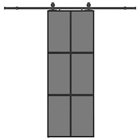 vidaXL Skjutdörr med beslag svart 76x205 cm härdat glas