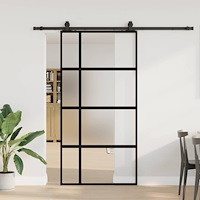 vidaXL Skjutdörr med beslag svart 102,5x205 cm härdat glas