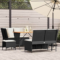 vidaXL Loungegrupp för trädgården med dynor 5 delar svart konstrotting