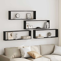 vidaXL Väggkubhyllor 4 st svart ek 100x15x30 cm konstruerat trä
