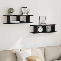 vidaXL Vägghyllor 2 st svart ek 75x18x20 cm konstruerat trä