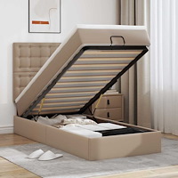 vidaXL Ottoman sängram med madrass cappuccino 80x200 cm konstläder