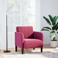 vidaXL Soffstol med armstöd vinröd 54 cm sammet