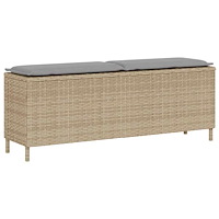 vidaXL Trädgårdsbänk med dyna beige 110x30x40,5 cm konstrotting