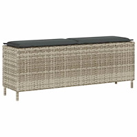 vidaXL Trädgårdsbänk med dyna ljusgrå 110x30x40,5 cm konstrotting