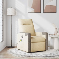 vidaXL Massagefåtölj gräddvit tyg