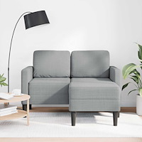 vidaXL 2-sitssoffa med schäslong L-formad ljusgrå 125 cm tyg