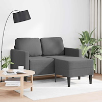 vidaXL 2-sitssoffa med schäslong L-formad mörkgrå 125 cm tyg