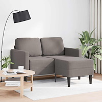 vidaXL 2-sitssoffa med schäslong L-formad taupe 125 cm tyg