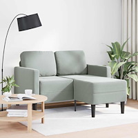 vidaXL 2-sitssoffa med schäslong L-formad ljusgrå 125 cm sammet