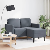 vidaXL 2-sitssoffa med schäslong L-formad mörkgrå 125 cm sammet