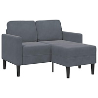 vidaXL 2-sitssoffa med schäslong L-formad mörkgrå 125 cm sammet