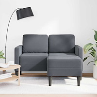 vidaXL 2-sitssoffa med schäslong L-formad mörkgrå 125 cm sammet