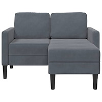 vidaXL 2-sitssoffa med schäslong L-formad mörkgrå 125 cm sammet