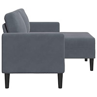 vidaXL 2-sitssoffa med schäslong L-formad mörkgrå 125 cm sammet