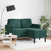 vidaXL 2-sitssoffa med schäslong L-formad mörkgrön 125 cm sammet