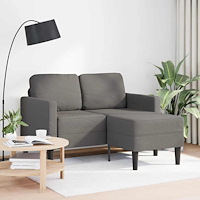 vidaXL 2-sitssoffa med schäslong L-formad ljusgrå 125 cm linne