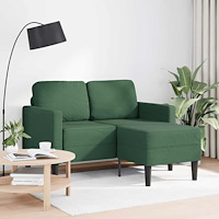 vidaXL 2-sitssoffa med schäslong L-formad mörkgrön 125 cm linne