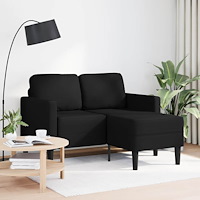 vidaXL 2-sitssoffa med schäslong L-formad svart 125 cm konstläder