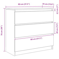 vidaXL Skänk svart ek 80x35x76 cm konstruerat trä
