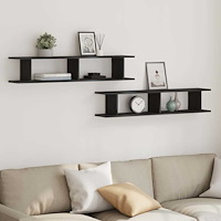 vidaXL Vägghyllor 2 st svart ek 105x18x20 cm konstruerat trä
