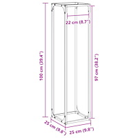 vidaXL Vedställ svart 25x25x100 cm kallvalsat stål