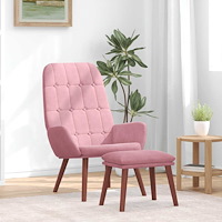 vidaXL Vilstol med fotpall rosa sammet