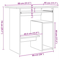 vidaXL Skrivbord svart ek 80x45x74 cm konstruerat trä