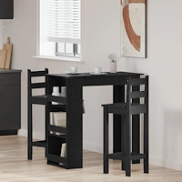 vidaXL Barbord med förvaringshylla svart ek 102x50x103,5 cm