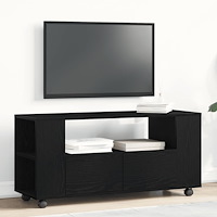 vidaXL TV-bänk med hjul svart ek 102x34,5x43 cm konstruerat trä