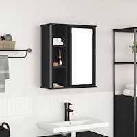 vidaXL Väggskåp för badrum med spegel svart ek 50x21x60 cm