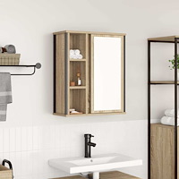 vidaXL Väggskåp för badrum med spegel sonoma-ek 50x21x60 cm