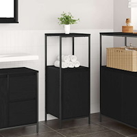 vidaXL Badrumsskåp med hyllor svart ek 36x35x95 cm