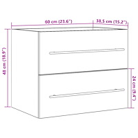 vidaXL Tvättställsskåp svart ek 60x38,5x48 cm konstruerat trä