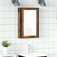 vidaXL Spegelskåp för badrum åldrat trä 42x12x60 cm konstruerat trä