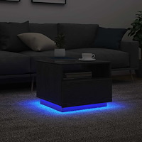 vidaXL Soffbord med LED svart ek 50x49x40 cm