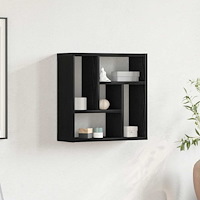 vidaXL Vägghylla svart ek 45x16x45 cm konstruerat trä