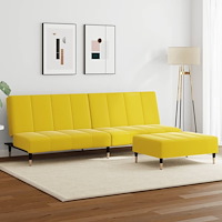 vidaXL Bäddsoffa 2-sits med fotpall gul sammet