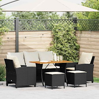 vidaXL Loungegrupp med dynor 6 delar svart konstrotting