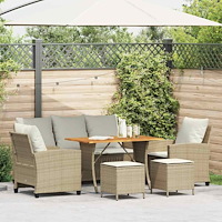 vidaXL Soffgrupp för trädgården med dynor 6 delar beige konstrotting